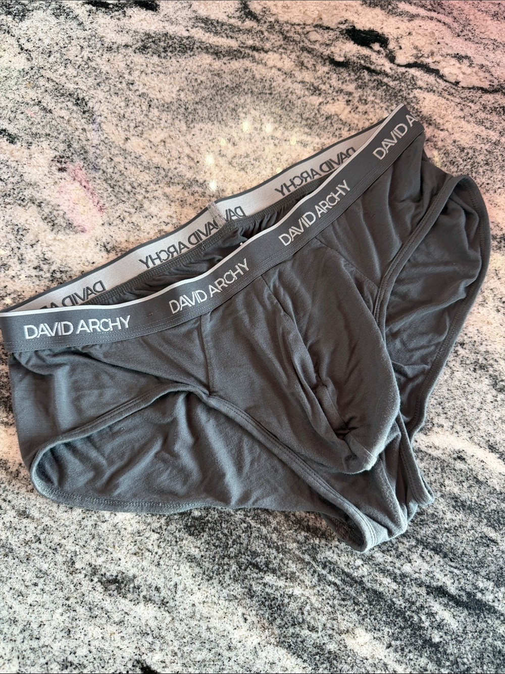 DAVID ARCHY Men's Cotton-Blend Briefs in Charcoal Gray